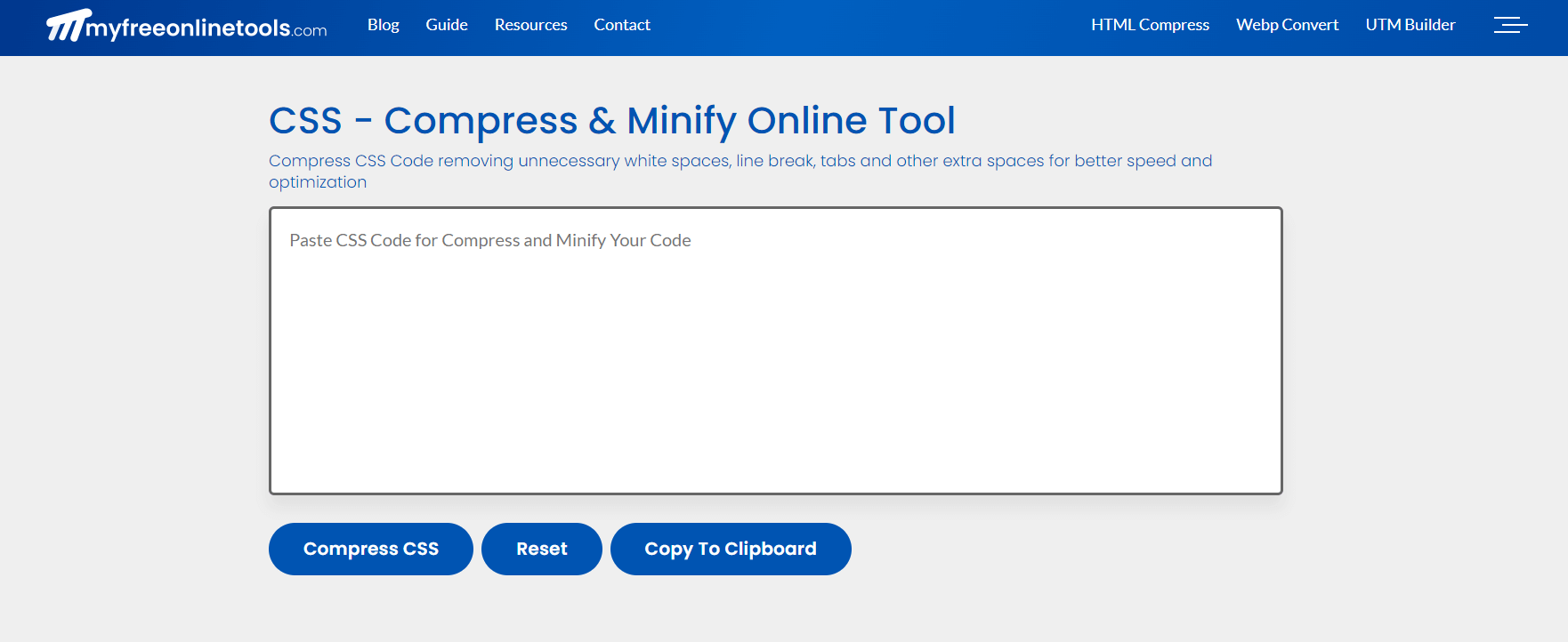 Compress & Minify CSS Code online